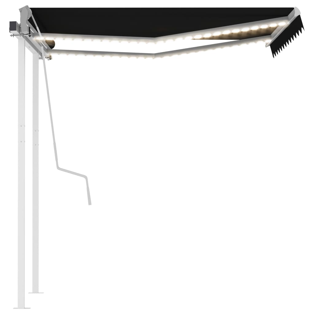 Manuell uttrekkbar markise med LED 3x2,5 m antrasitt