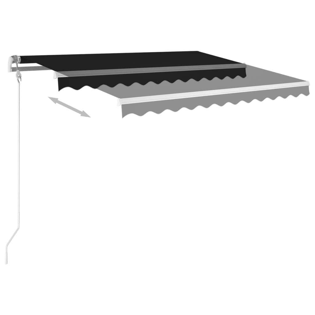 Manuell uttrekkbar markise med LED 3x2,5 m antrasitt