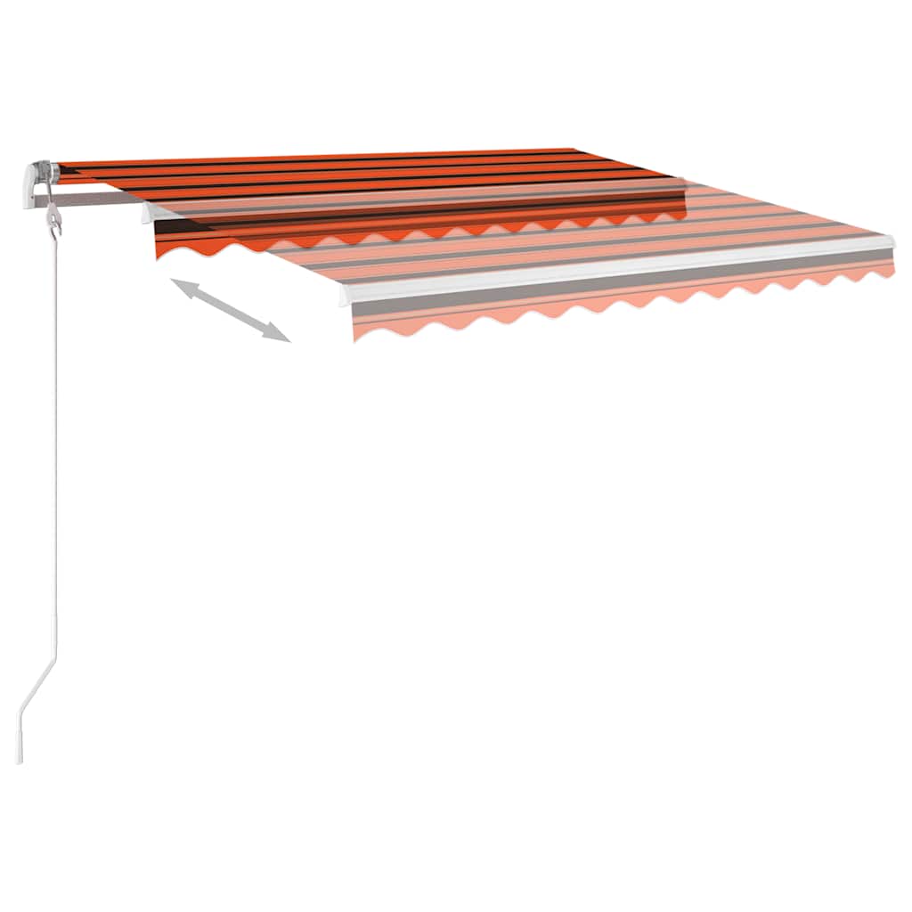 Manuell uttrekkbar markise med stolper 3,5x2,5m oransje og brun