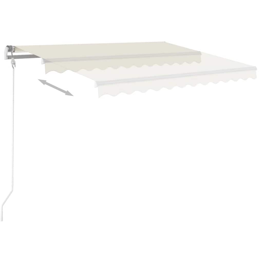 Manuell uttrekkbar markise med LED 3,5x2,5 m kremhvit
