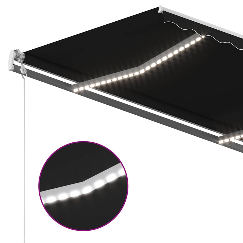 Manuell uttrekkbar markise med LED 3,5x2,5 m antrasitt