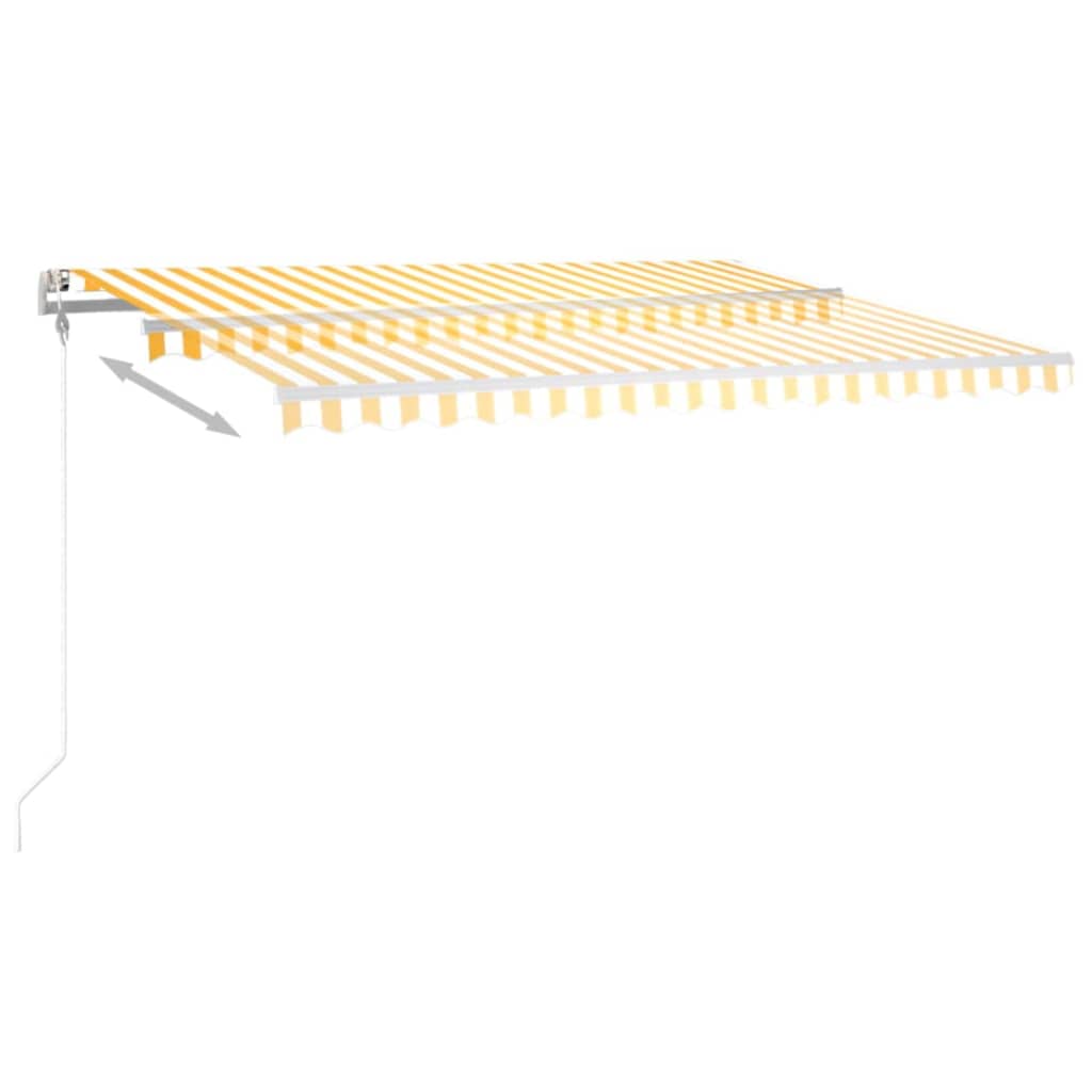 Manuell uttrekkbar markise med LED 4,5x3 m gul og hvit