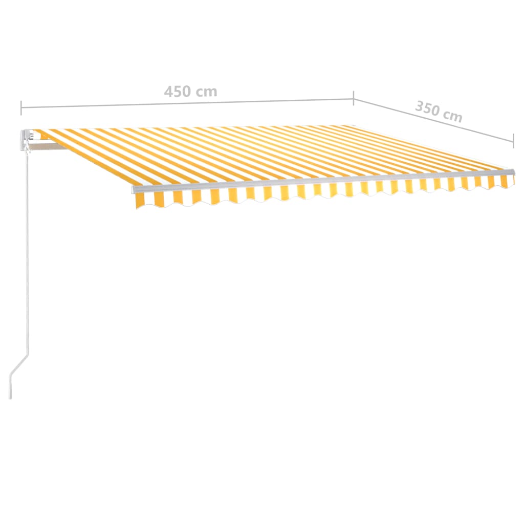 Manuell uttrekkbar markise med LED 4,5x3,5 m gul og hvit