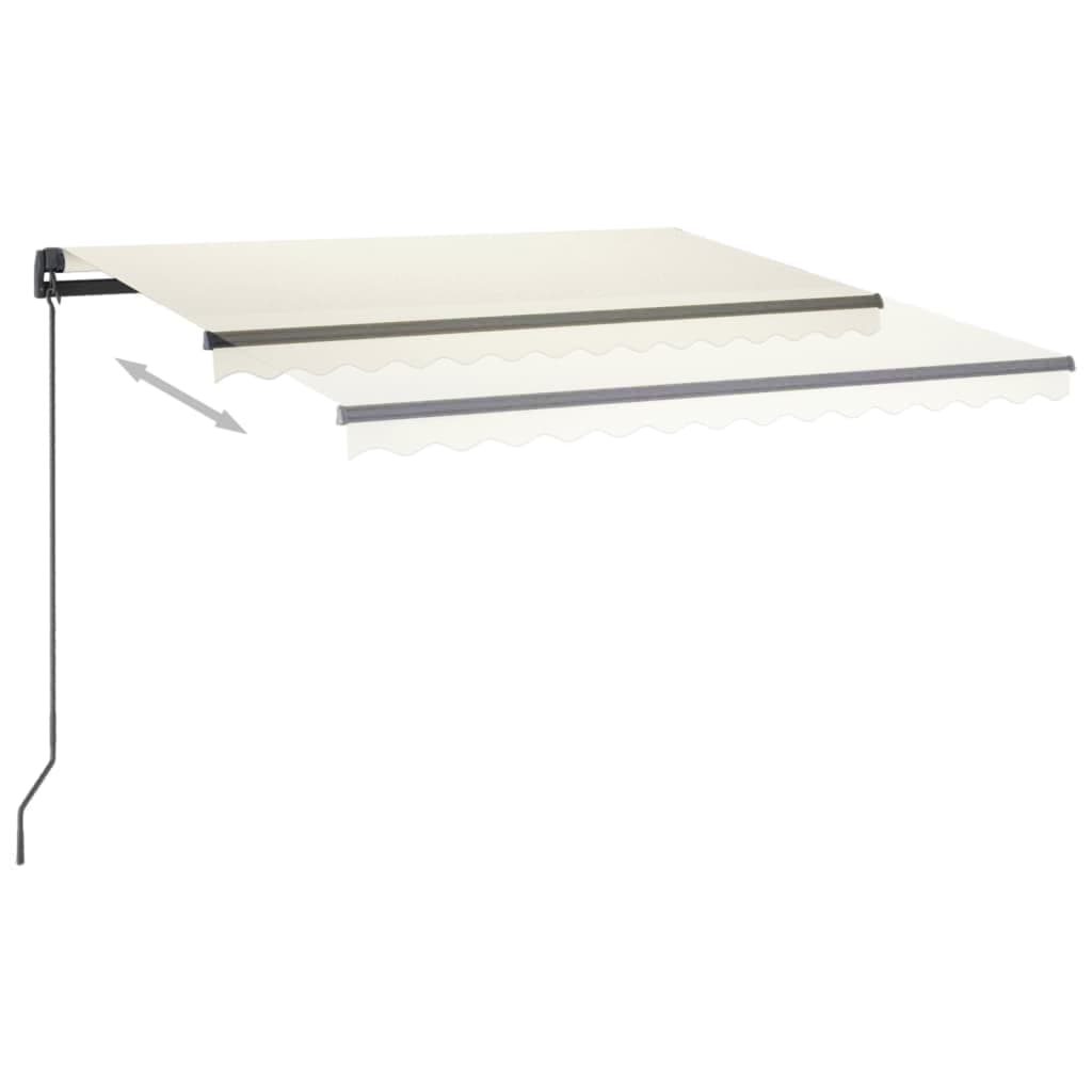 Manuell uttrekkbar markise med LED 3x2,5 m kremhvit