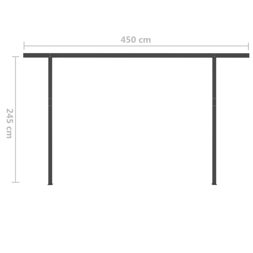 Manuell uttrekkbar markise med LED 5x3 m kremhvit