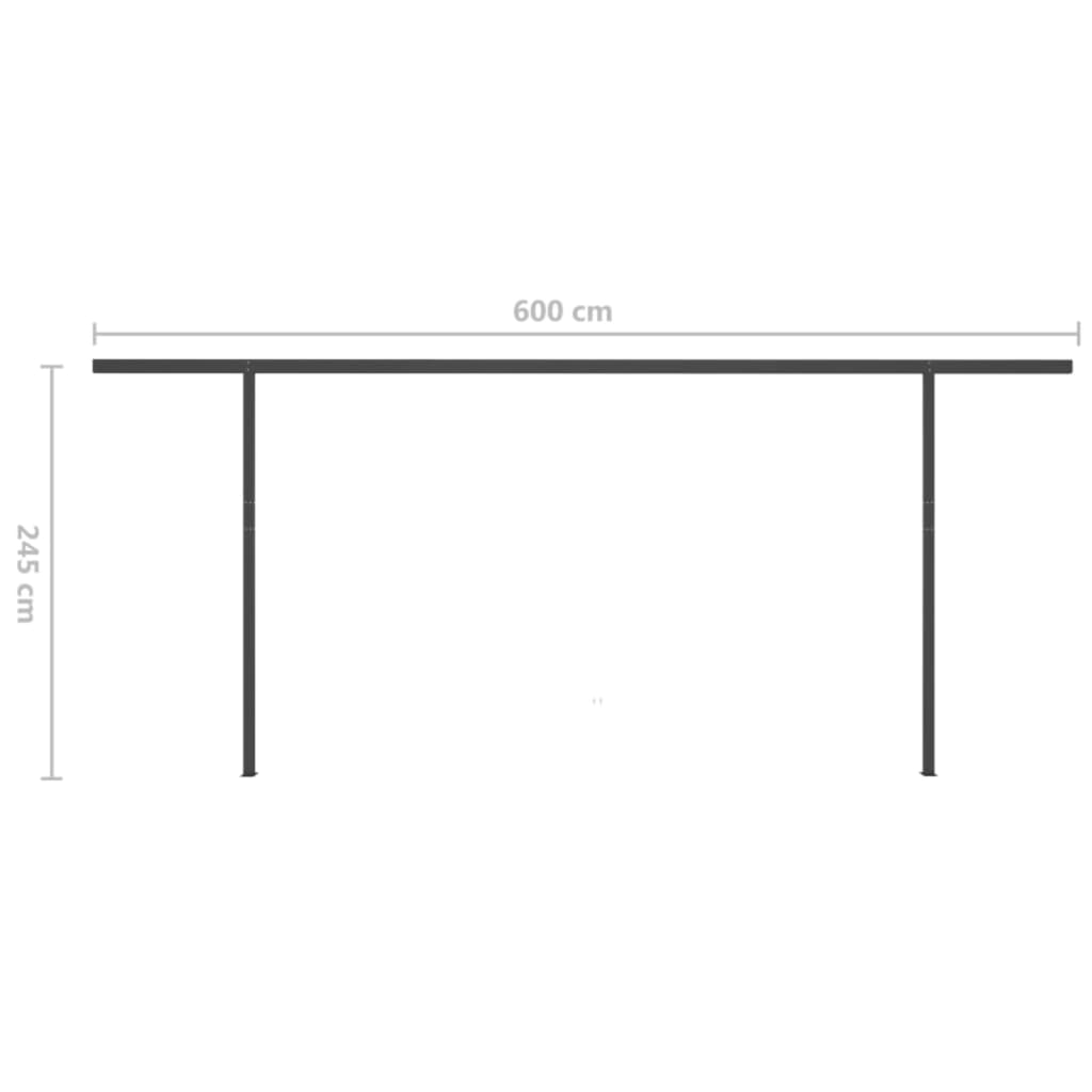 Manuell uttrekkbar markise med LED 6x3 m kremhvit