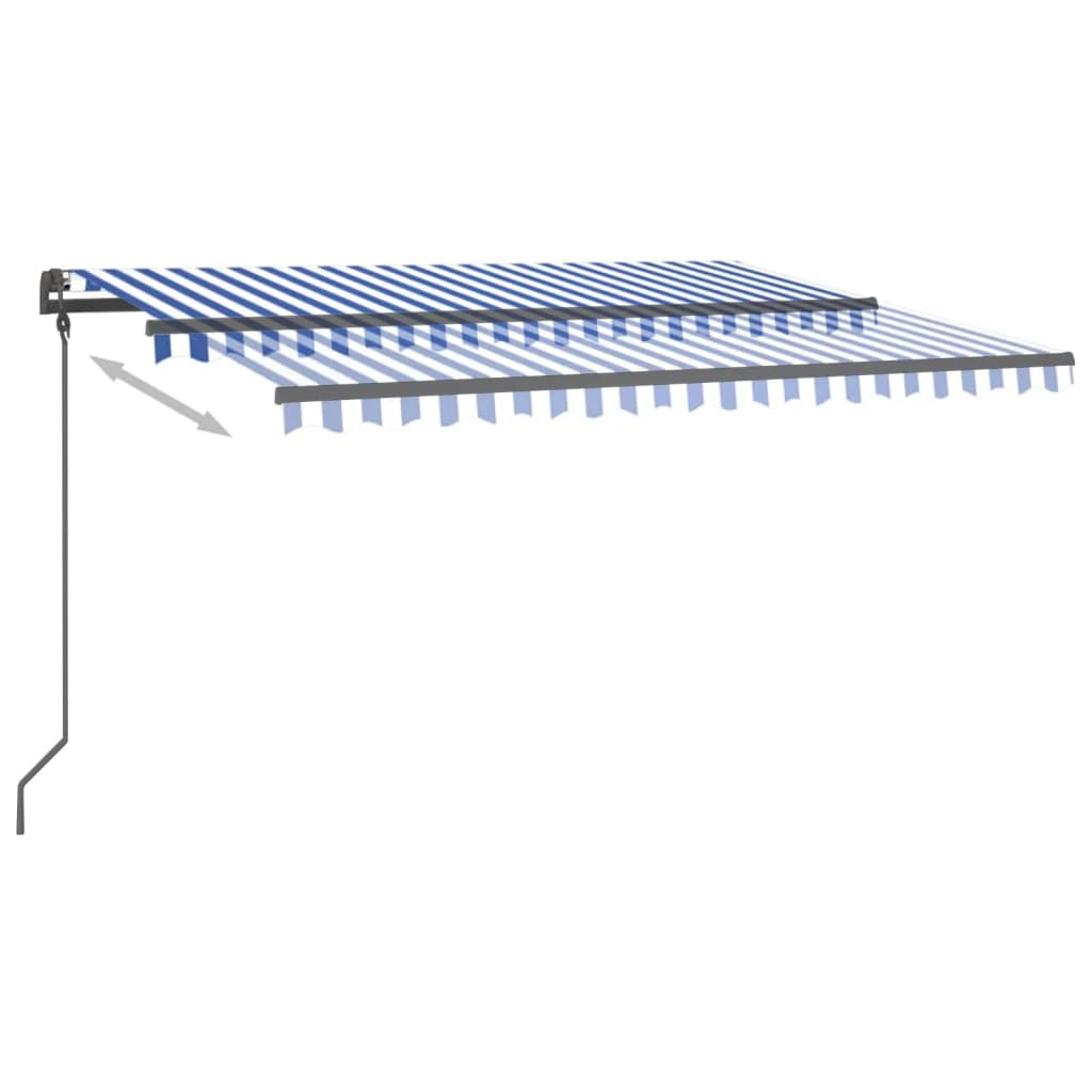 Automatisk markise med vindsensor og LED 4x3,5 m blå og hvit