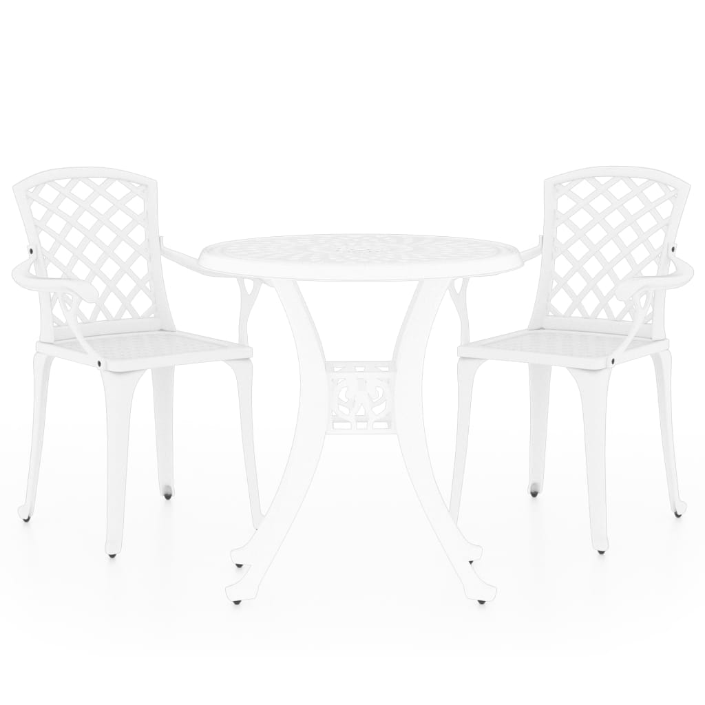 Bistrosett 3 deler støpt aluminium hvit