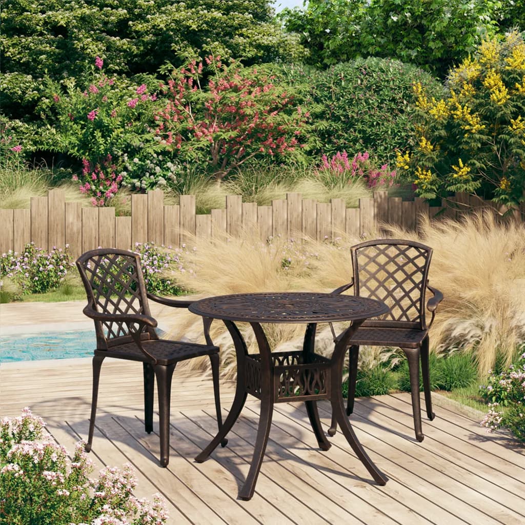 Bistrosett 3 deler støpt aluminium bronse
