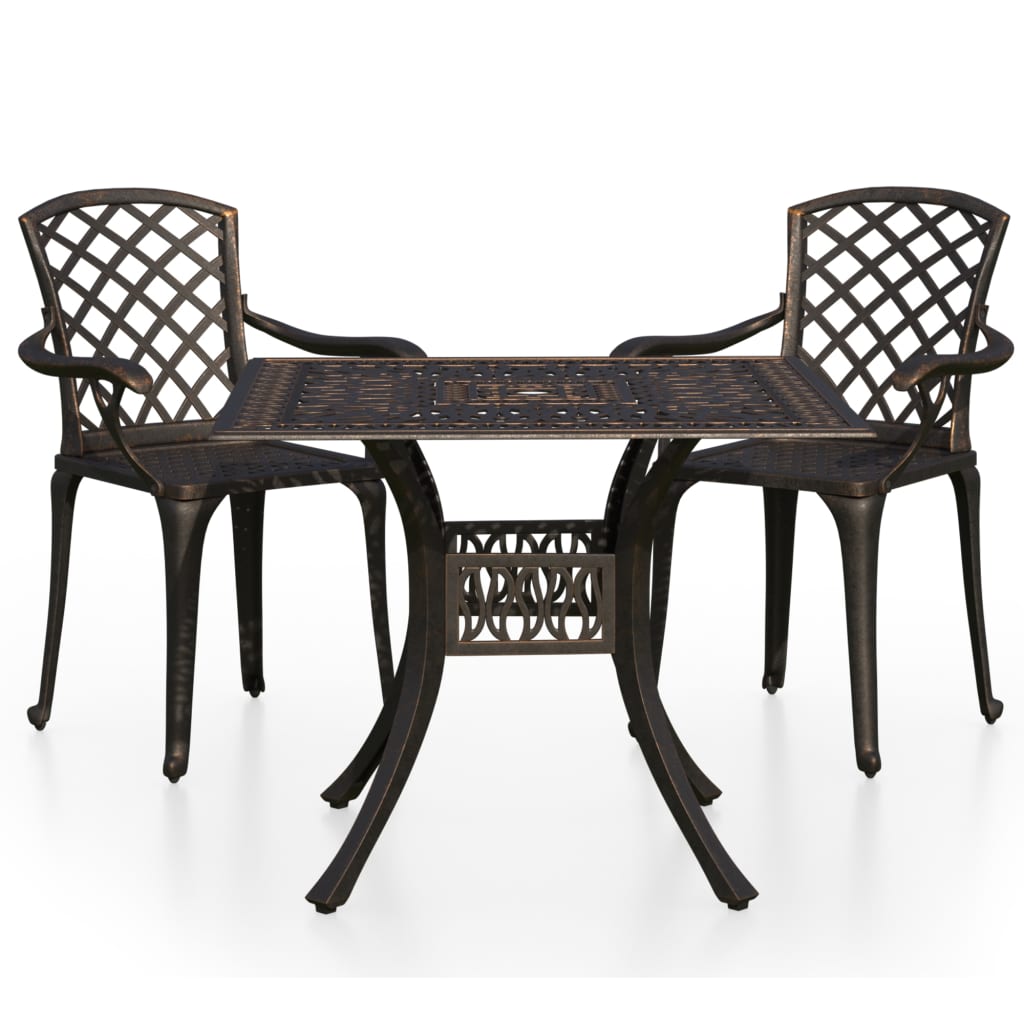 Bistrosett 3 deler støpt aluminium bronse