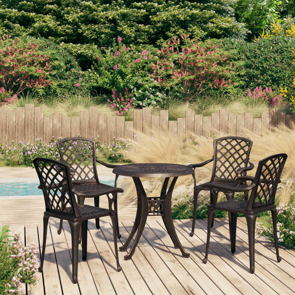 Bistrosett 5 deler støpt aluminium bronse vidaXL
