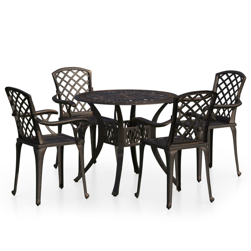 Bistrosett 5 deler støpt aluminium bronse vidaXL