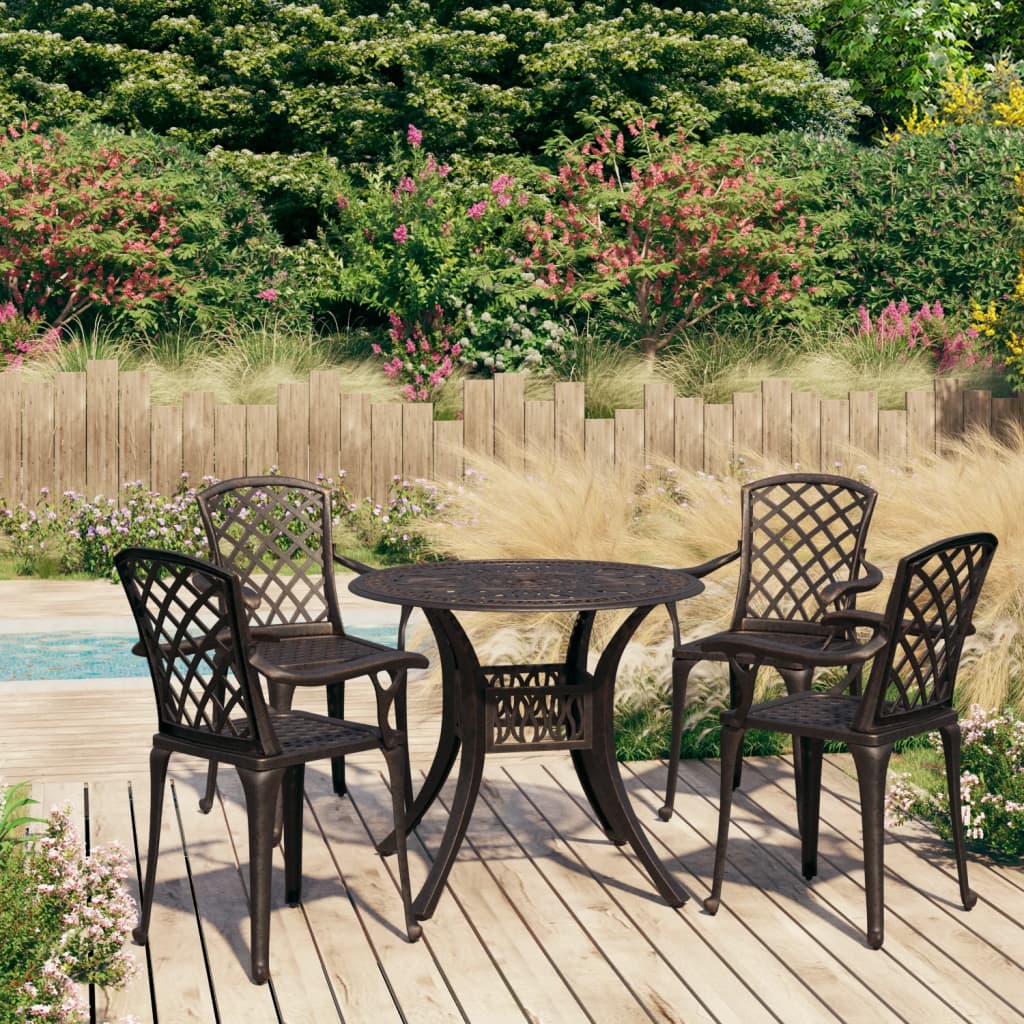 Bistrosett 5 deler støpt aluminium bronse vidaXL