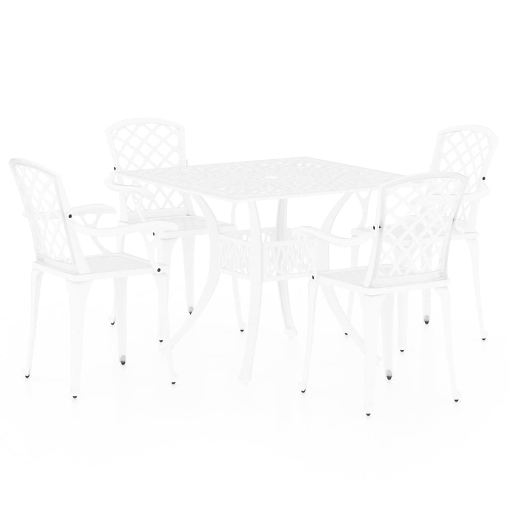 Bistrosett 5 deler støpt aluminium hvit