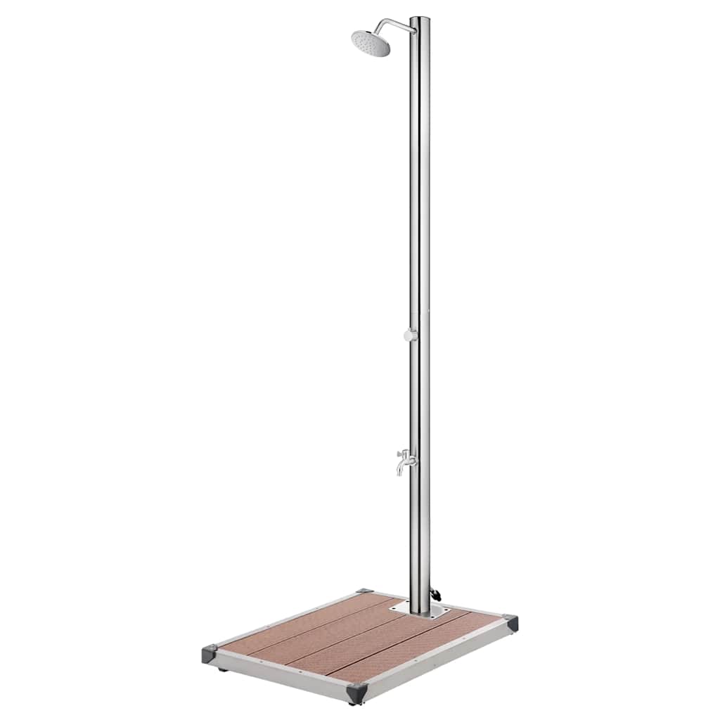 Hagedusj med brunt dusjbrett 220 cm rustfritt stål vidaXL