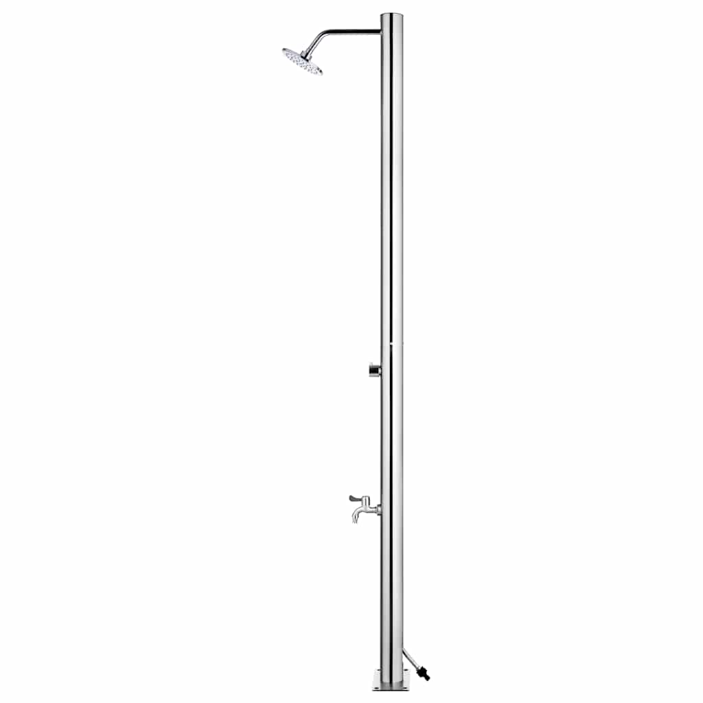 Hagedusj med brunt dusjbrett 220 cm rustfritt stål vidaXL