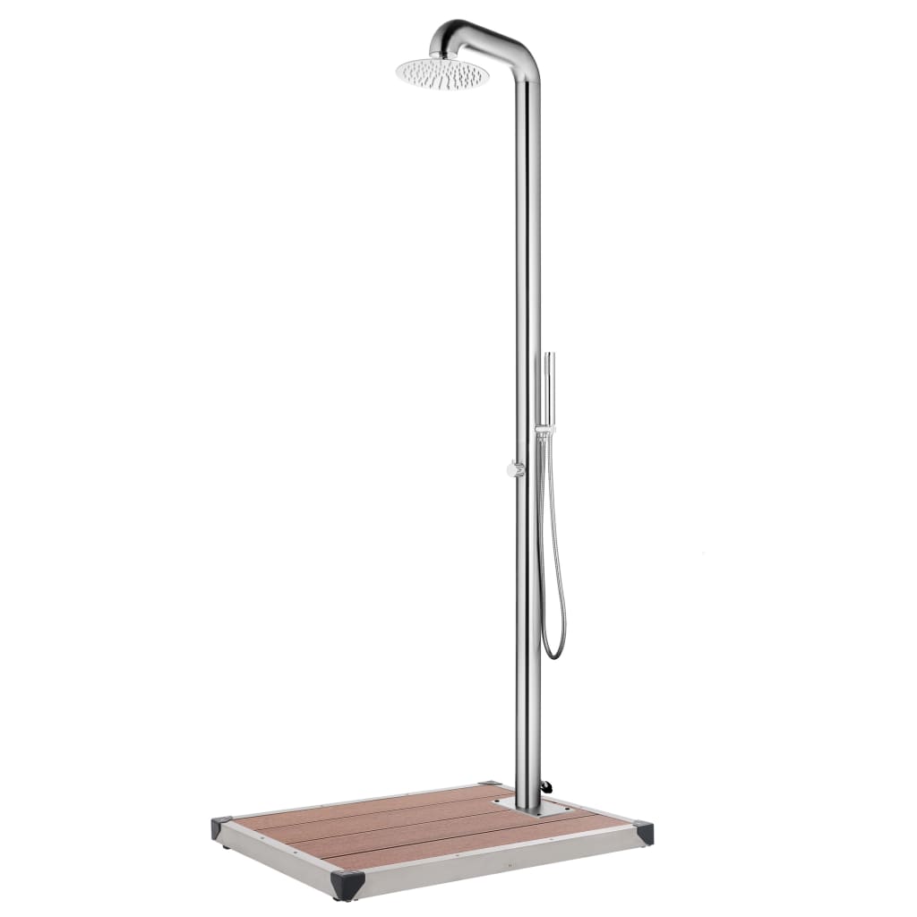 Hagedusj med brunt dusjbrett 230 cm rustfritt stål vidaXL