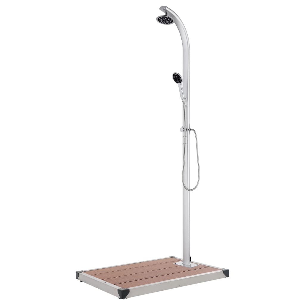 Hagedusj med brunt dusjbrett 220 cm aluminium vidaXL