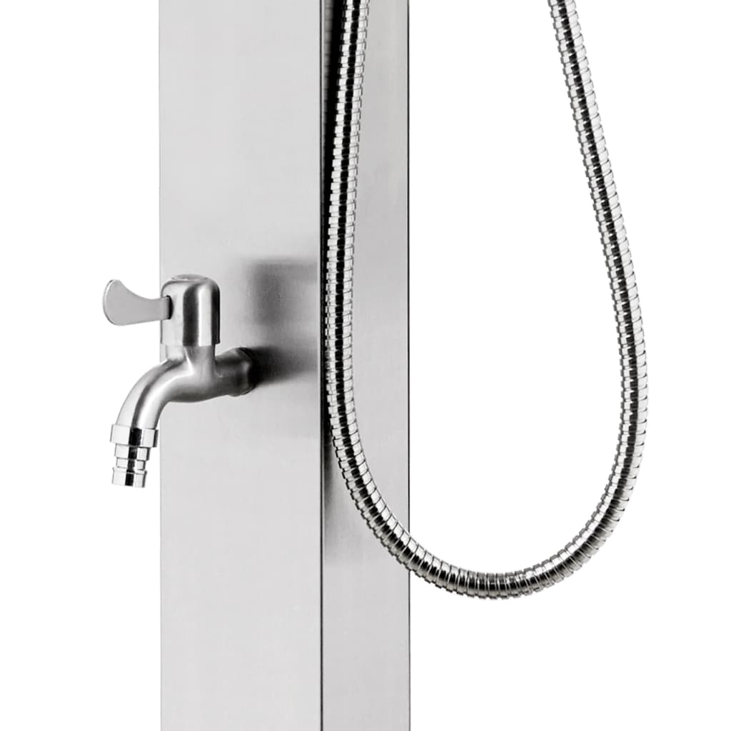 Hagedusj med grått dusjbrett 225 cm rustfritt stål vidaXL
