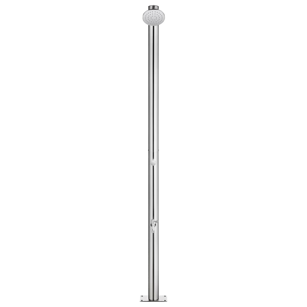 Hagedusj med grått dusjbrett 220 cm rustfritt stål vidaXL