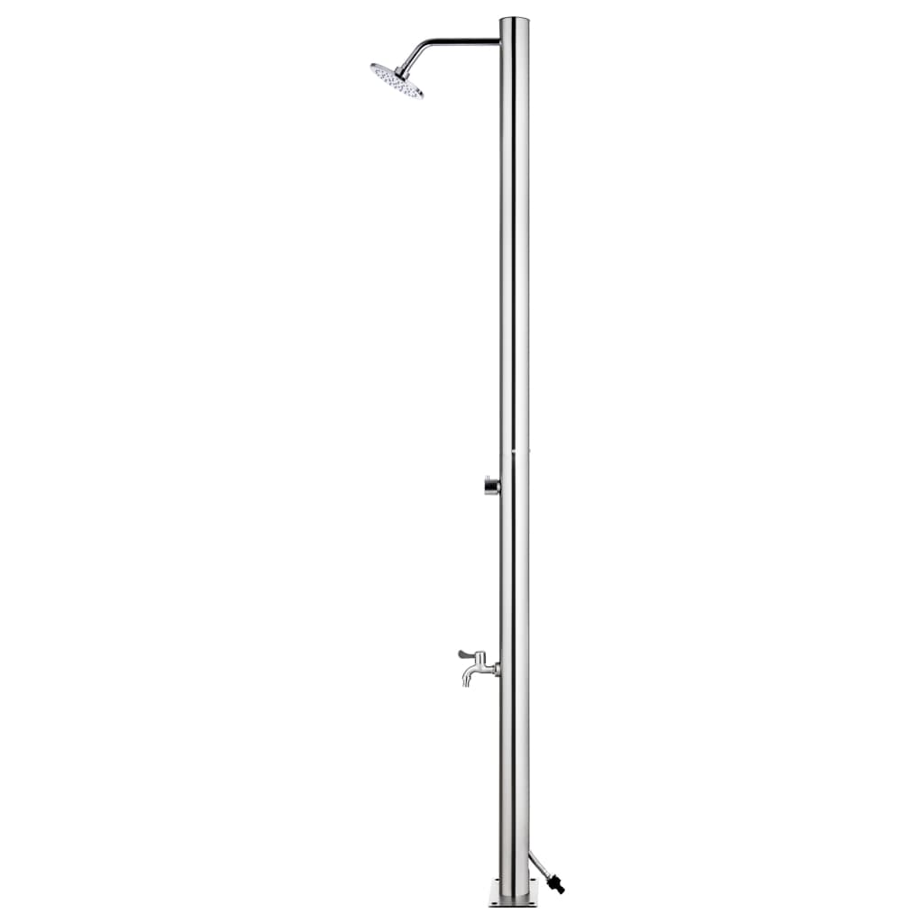 Hagedusj med grått dusjbrett 220 cm rustfritt stål vidaXL