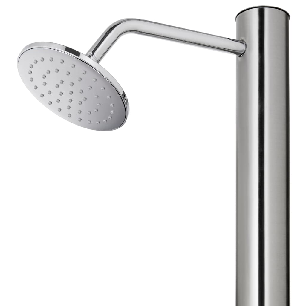 Hagedusj med grått dusjbrett 220 cm rustfritt stål vidaXL