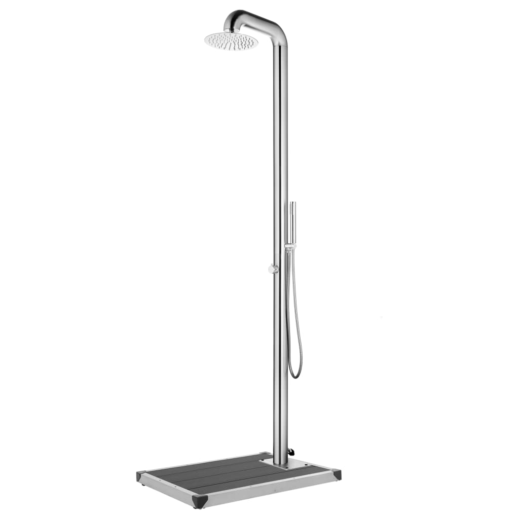 Hagedusj med grått dusjbrett 230 cm rustfritt stål vidaXL