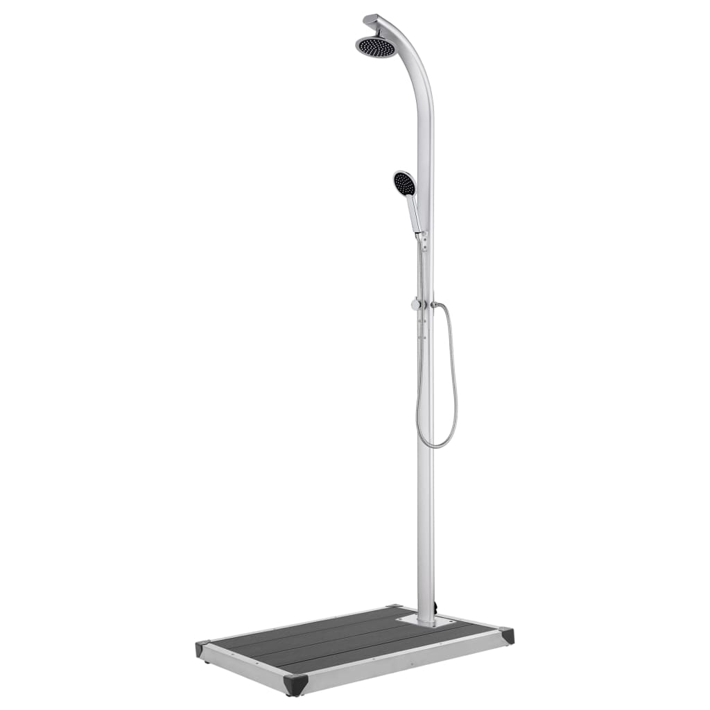 Hagedusj med grått dusjbrett 220 cm aluminium vidaXL