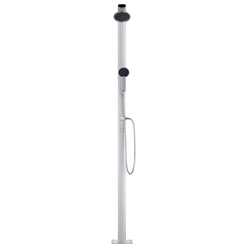 Hagedusj med grått dusjbrett 220 cm aluminium vidaXL