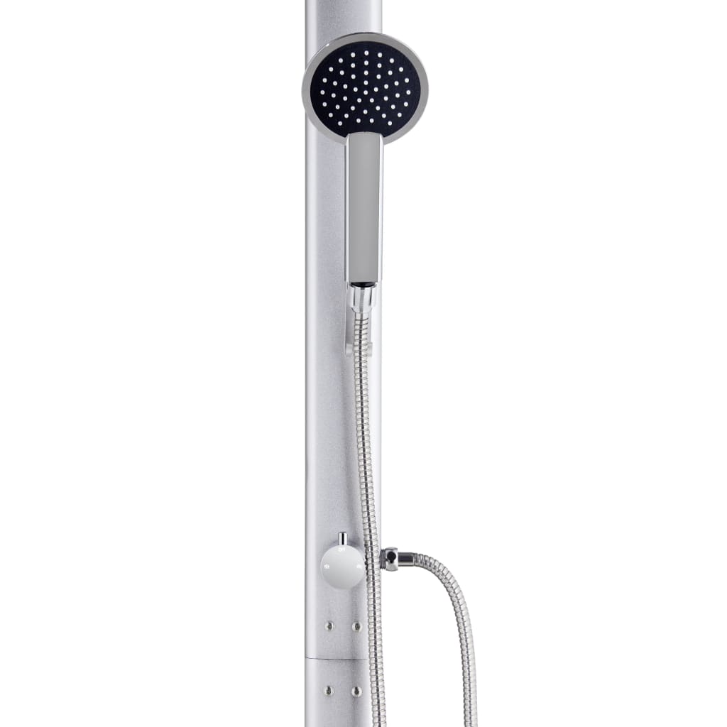 Hagedusj med grått dusjbrett 220 cm aluminium vidaXL