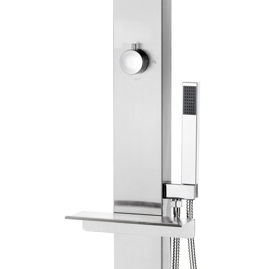 Hagedusj med brunt dusjbrett 225 cm rustfritt stål vidaXL