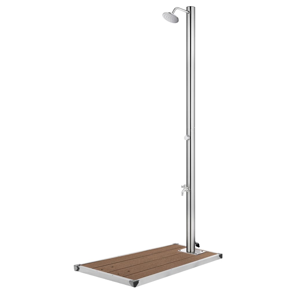 Hagedusj med brunt dusjbrett 220 cm rustfritt stål vidaXL
