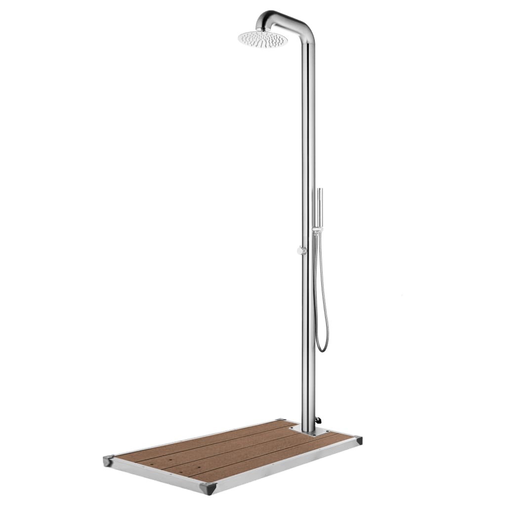 Hagedusj med brunt dusjbrett 230 cm rustfritt stål vidaXL