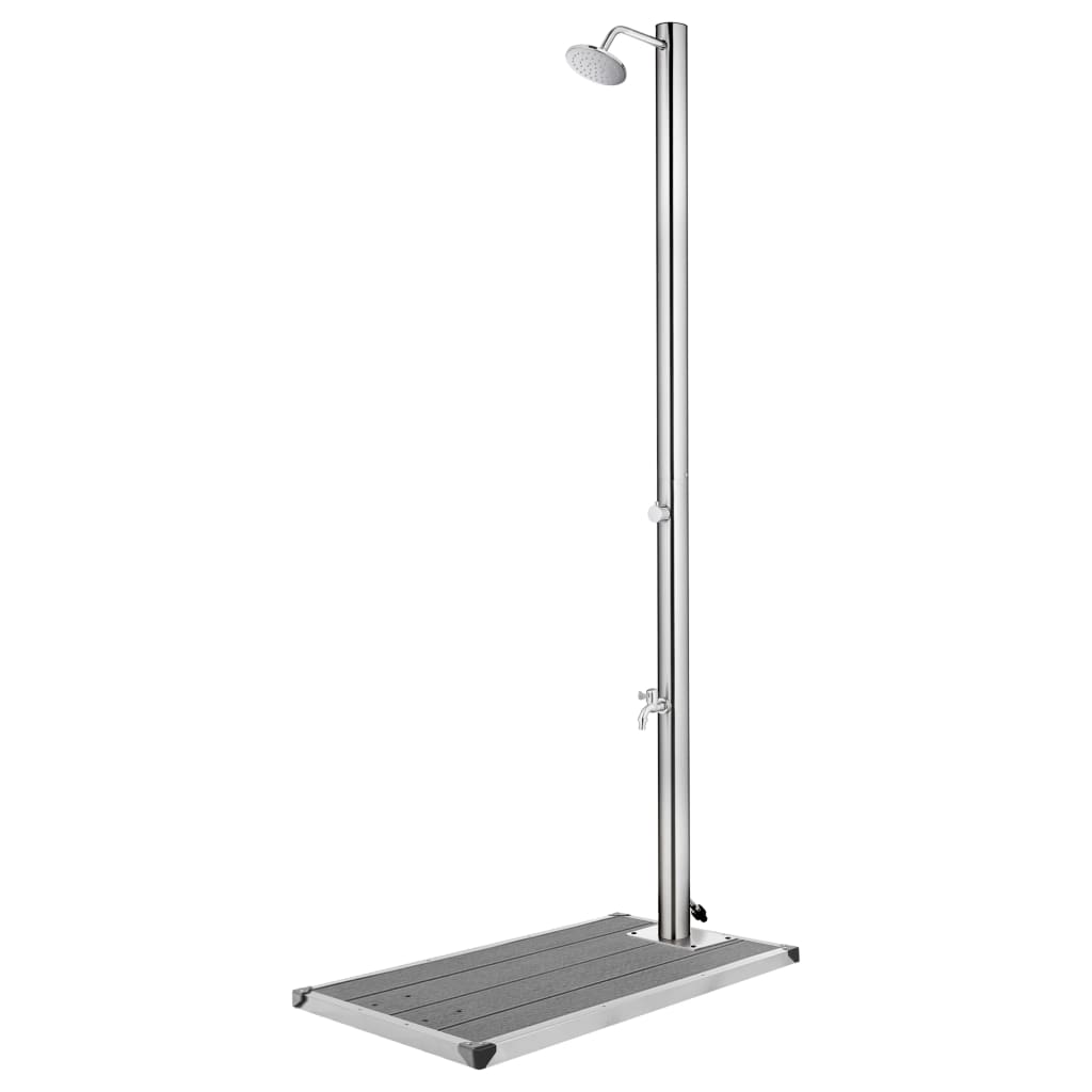 Hagedusj med grått dusjbrett 220 cm rustfritt stål vidaXL