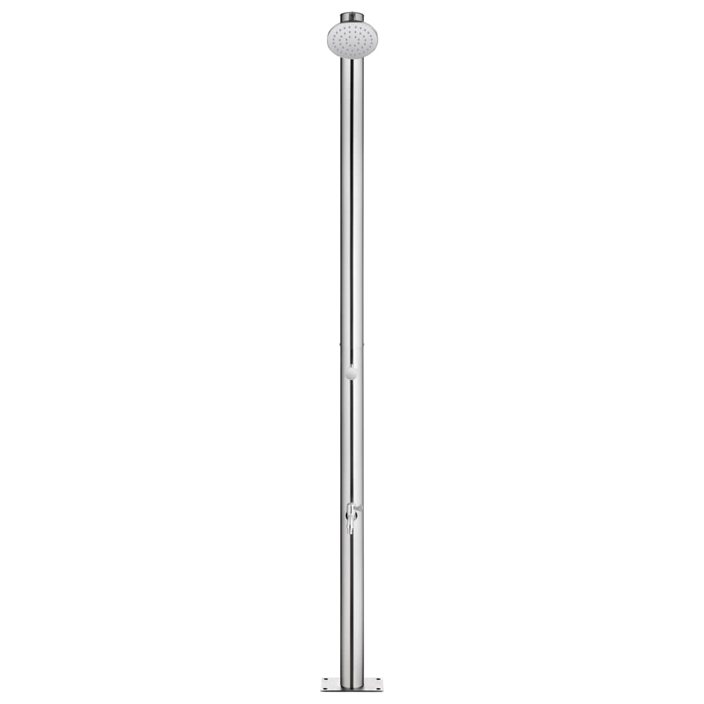 Hagedusj med grått dusjbrett 220 cm rustfritt stål vidaXL