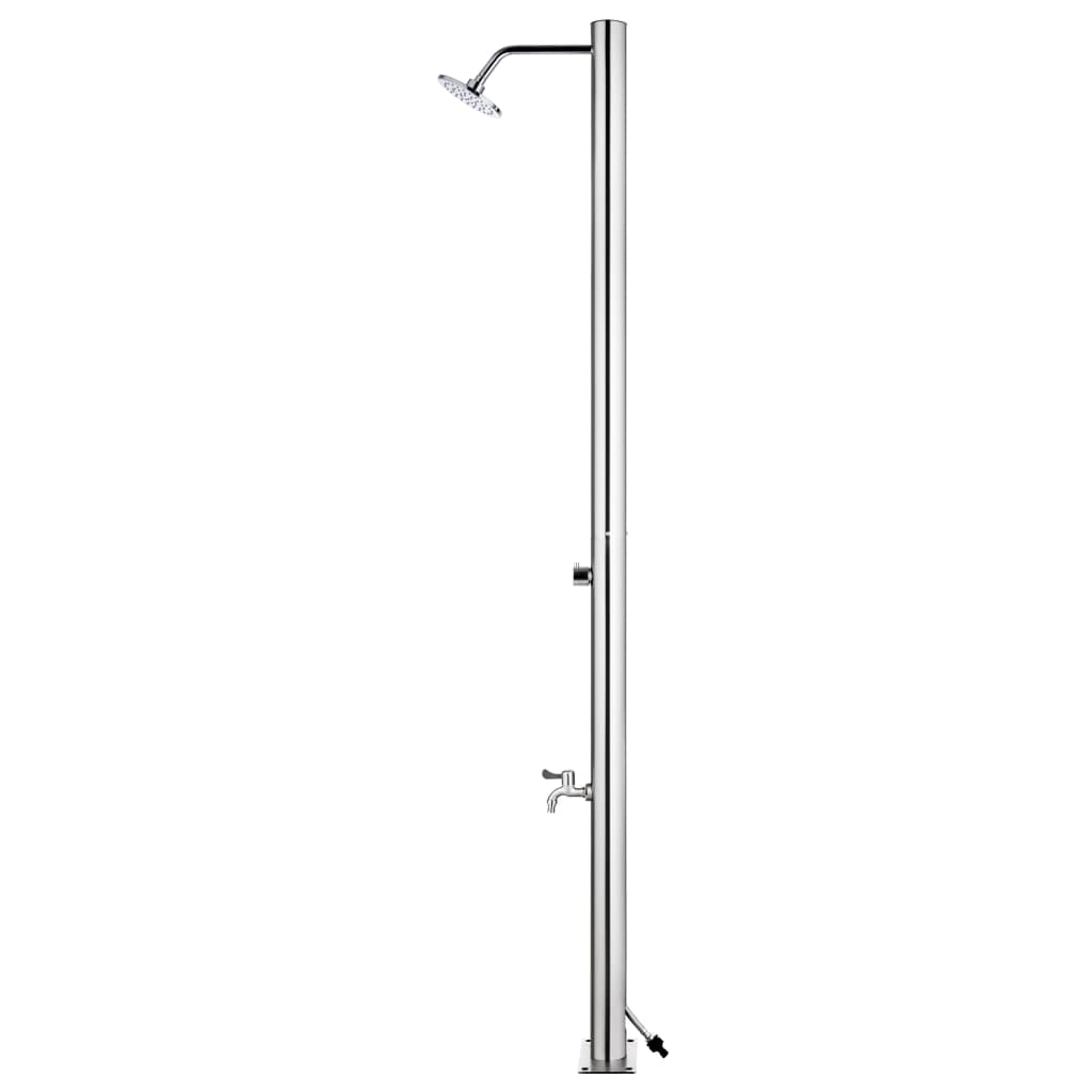 Hagedusj med grått dusjbrett 220 cm rustfritt stål vidaXL