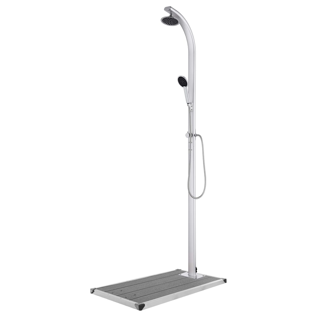 Hagedusj med grått dusjbrett 220 cm aluminium vidaXL