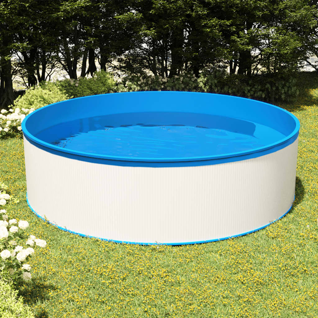 Plaskebasseng med overflaterenser og pumpe 350x90 cm hvit