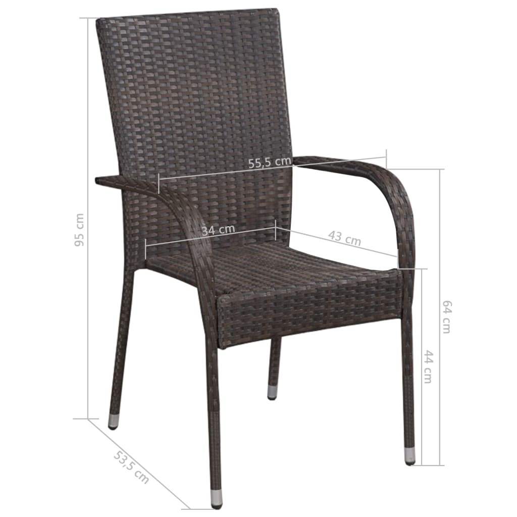 Utendørs spisestue 3 deler polyrotting brun