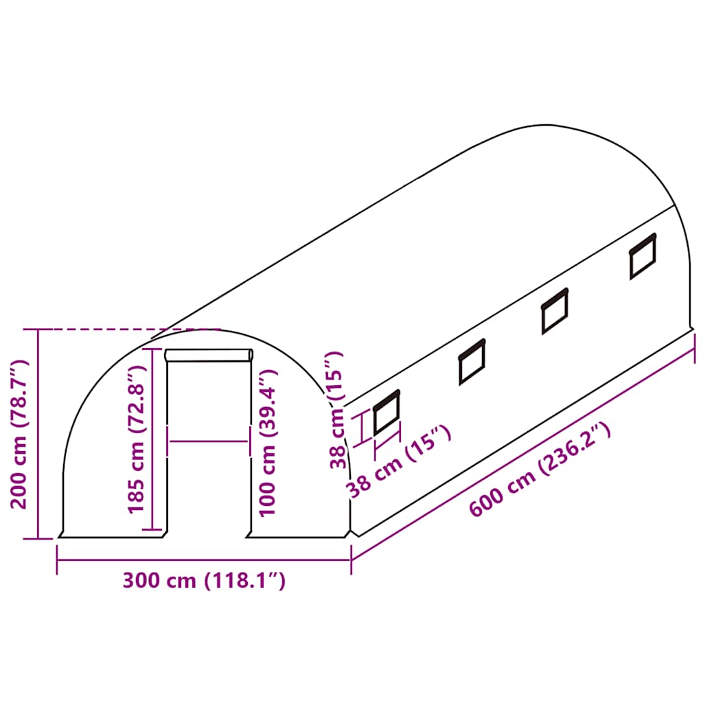 Erstattningstrekk til drivhus (18 m²) 3x6x2 m gjennomsiktig