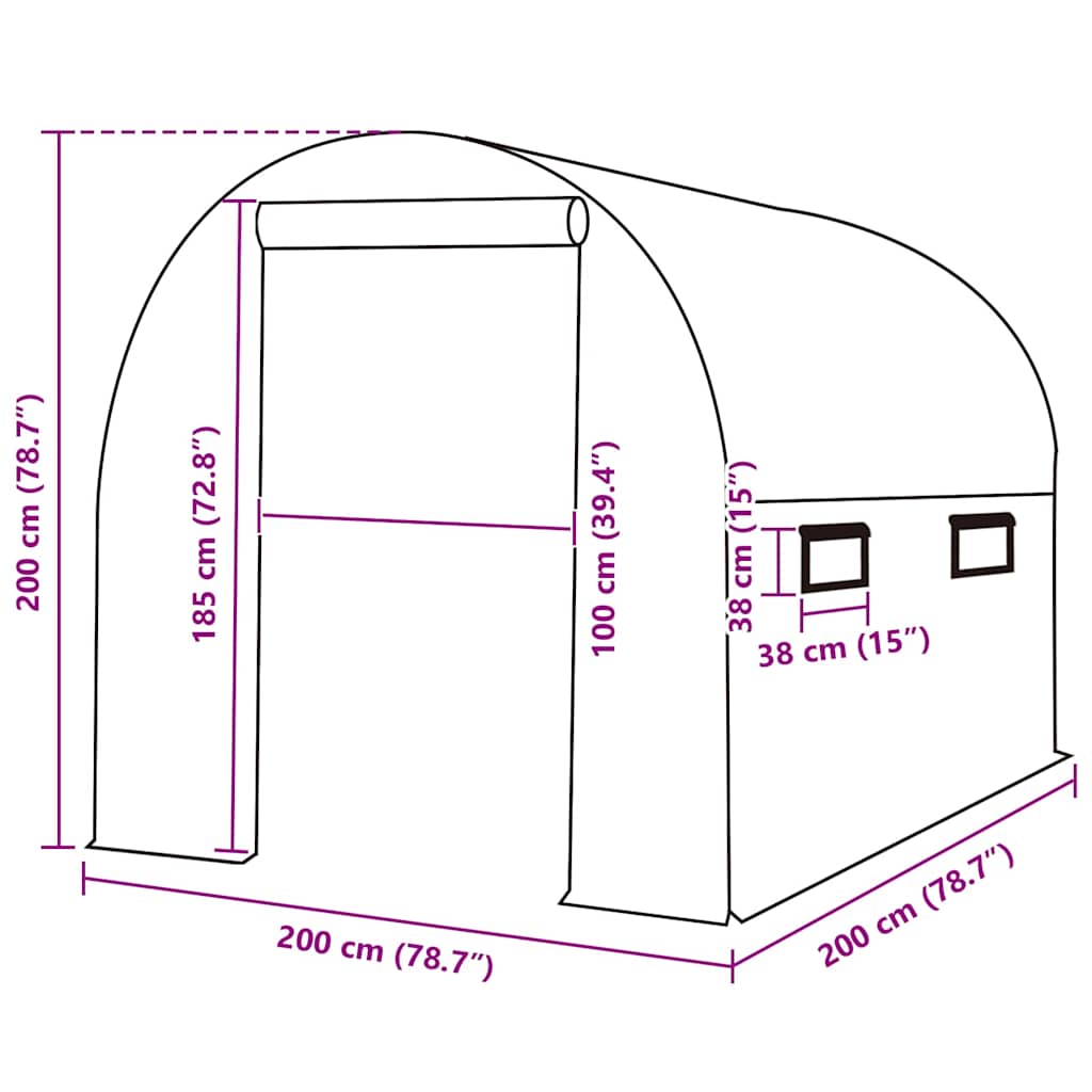 Erstattningstrekk til drivhus (4 m²) 200x200x200 cm grønn