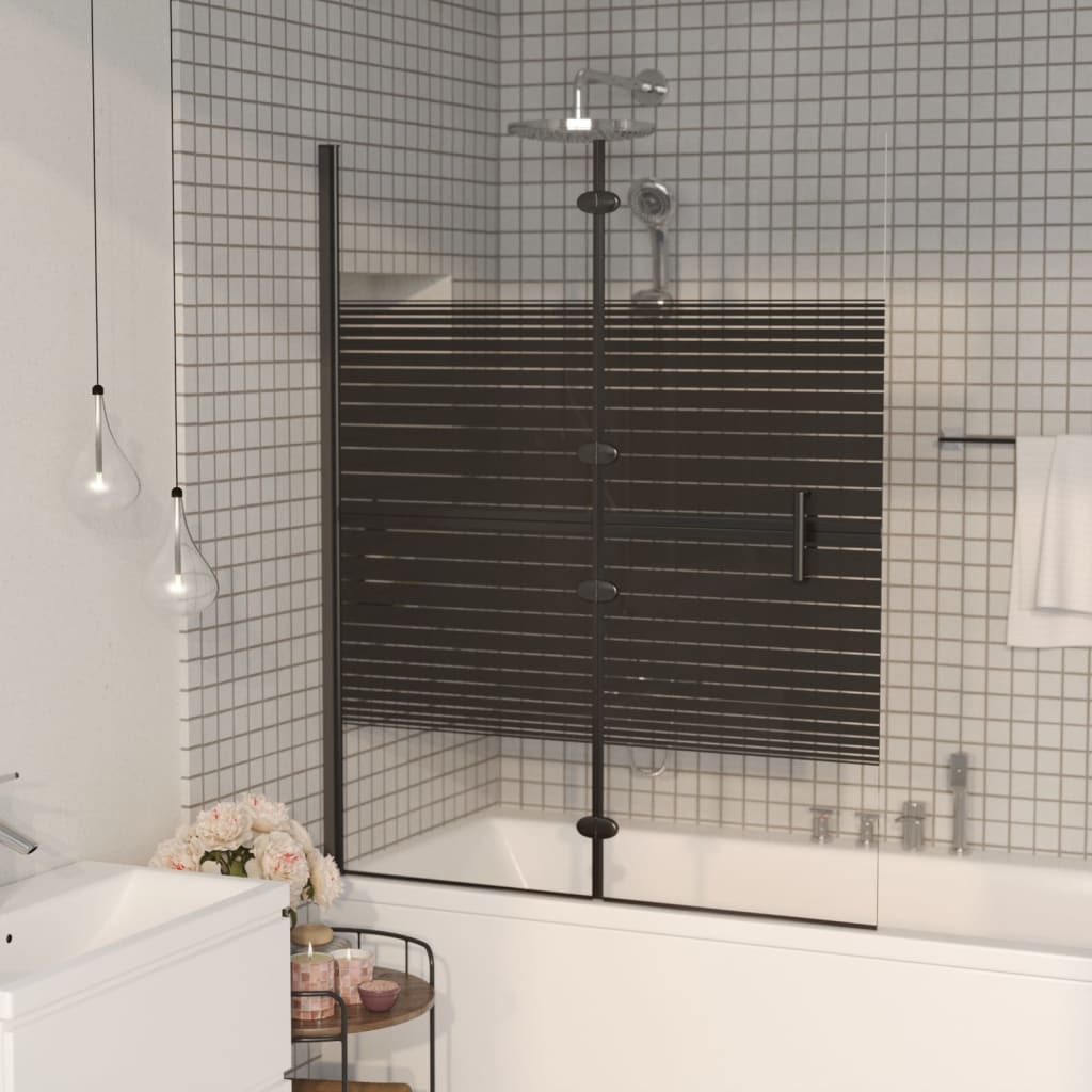 Leddet dusjdør ESG 100x140 cm svart