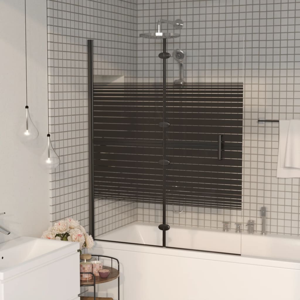 Leddet dusjdør ESG 120x140 cm svart