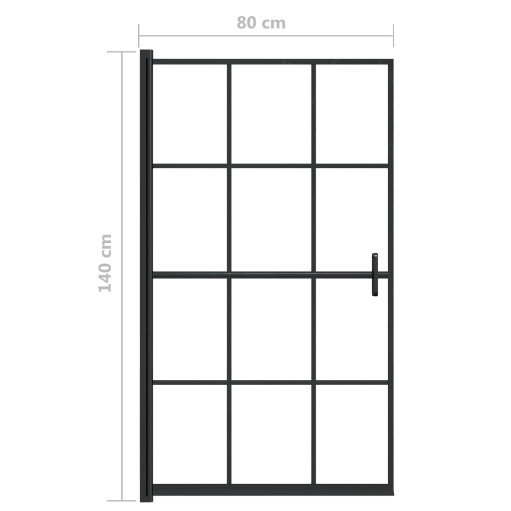 Dusjdør ESG 80x140 cm svart vidaXL