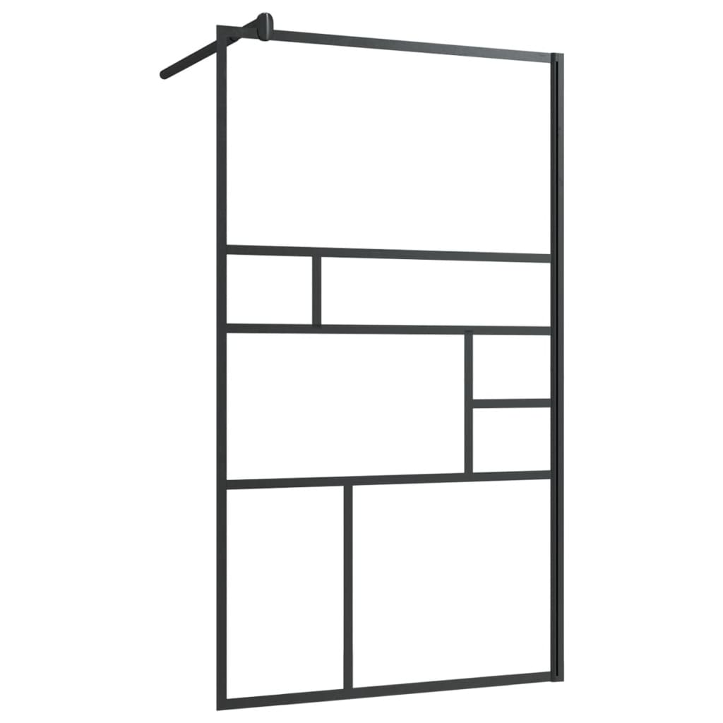 Dusjvegg med klart ESG-glass klart 90x195 cm svart