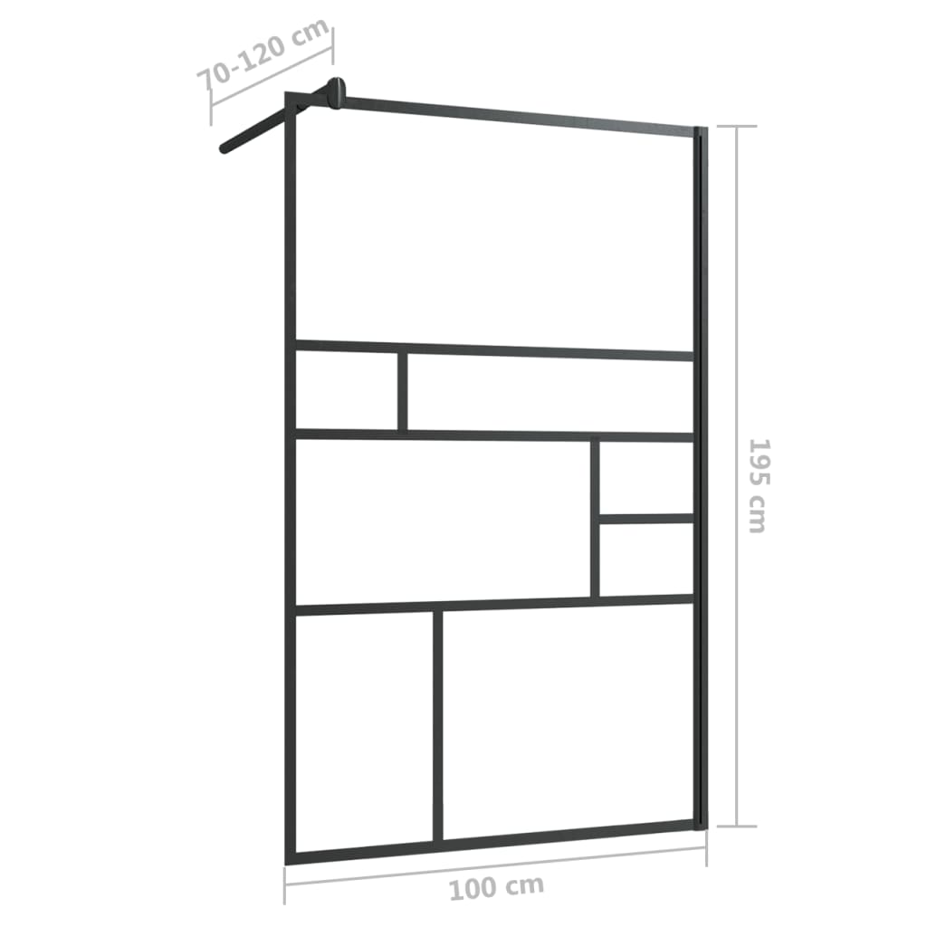 Dusjvegg med klart ESG-glass klart 100x195 cm svart