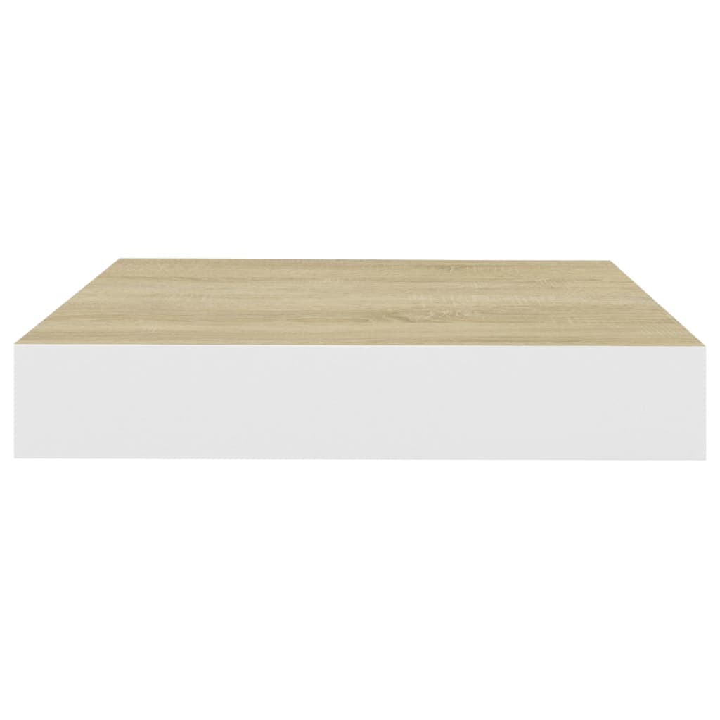 Flytende vegghyller 4 stk eik og hvit 23x23,5x3,8 cm MDF