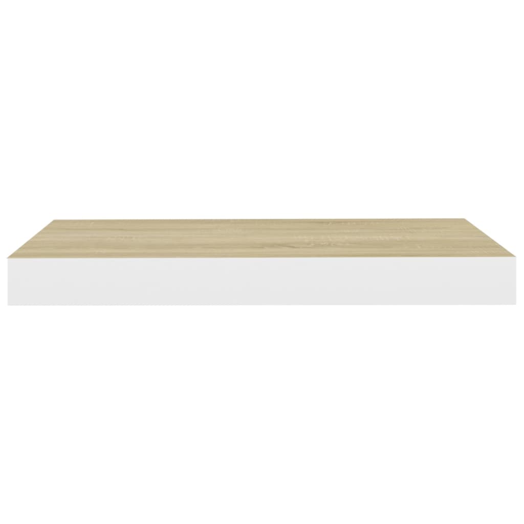 Flytende vegghyller 2 stk eik og hvit 40x23,5x3,8 cm MDF