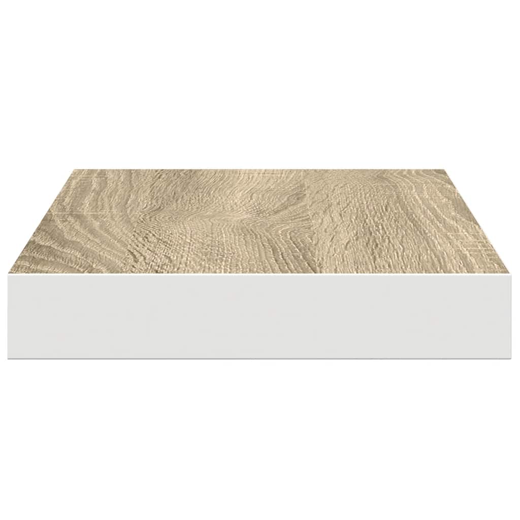 Flytende vegghyller 2 stk eik og hvit 40x23,5x3,8 cm MDF
