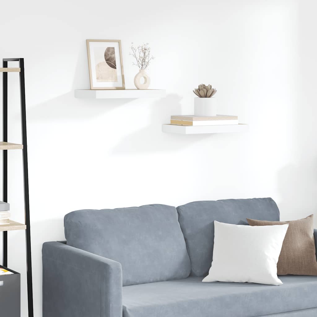 Flytende vegghyller 2 stk eik og hvit 40x23,5x3,8 cm MDF